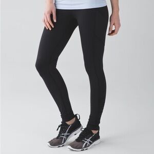 Lululemon Black Full Length Ruched Leg Speed Tight IV Leggings W5K31S EUC Size 4